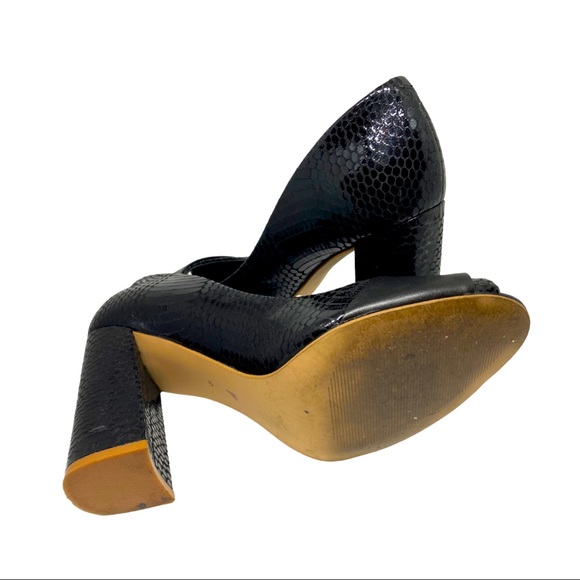 Shoes of Prey Black Croc Peep Toe Block Heel - Picture 9 of 13